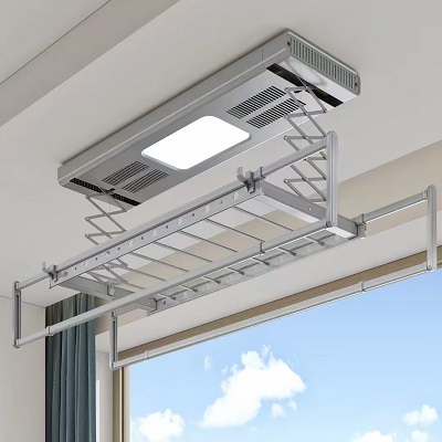 电动伸缩多功能晾衣架（带风干消毒） 灰色